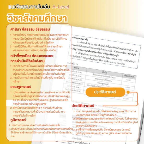 หนังสือสรุปเนื้อหา และแนวข้อสอบเสมือนจริง A-LEVEL "วิชาภาษาไทย และ สังคมศึกษา"+คอร์สติวข้อสอบ 15 ชม. - Image 7